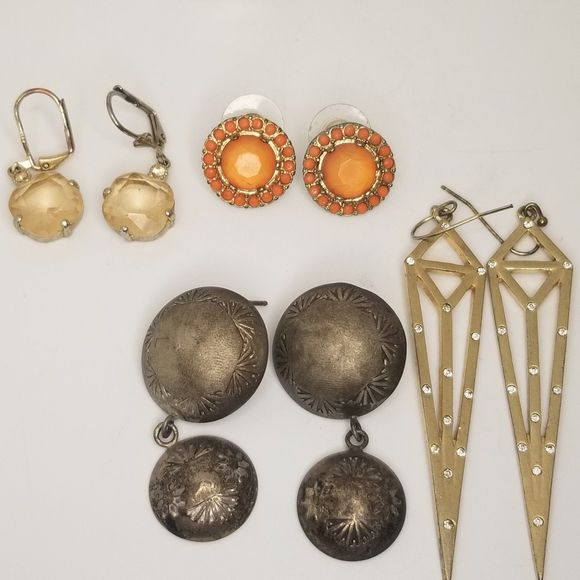 Vintage Earrings Costume Jewelry Lot Set of 4 - Picture 1 of 8